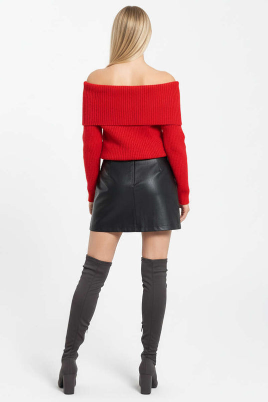 Pull en maille rouge à col Madonna