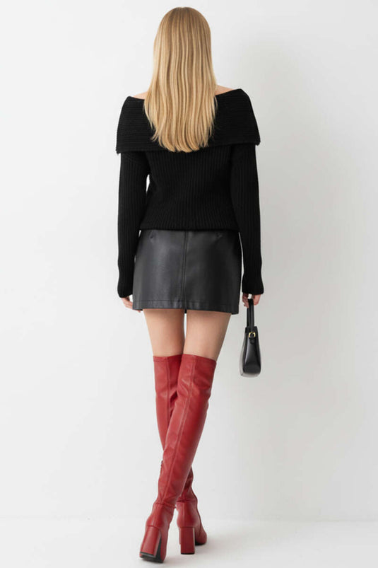 Madonna Collar Knit Sweater Black