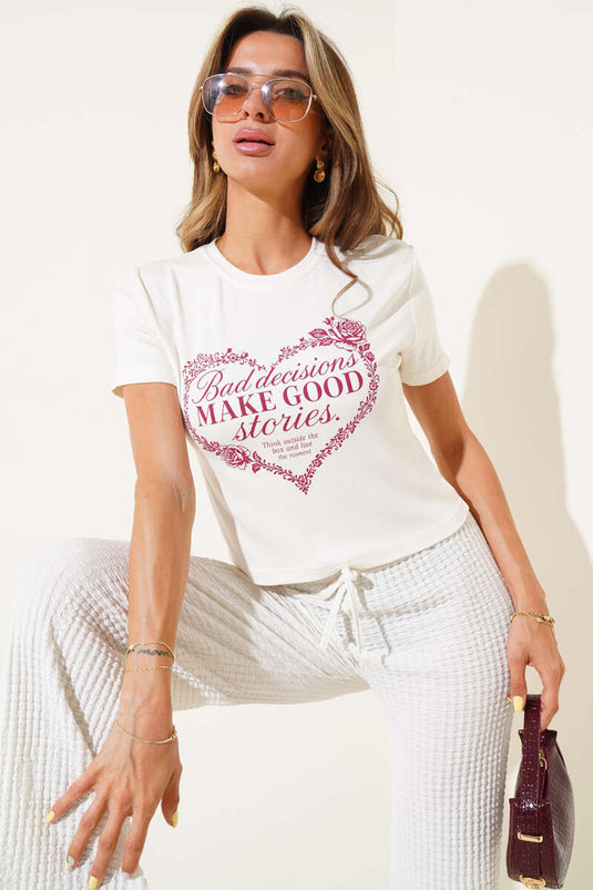 Make Good Printed Crop Ecru