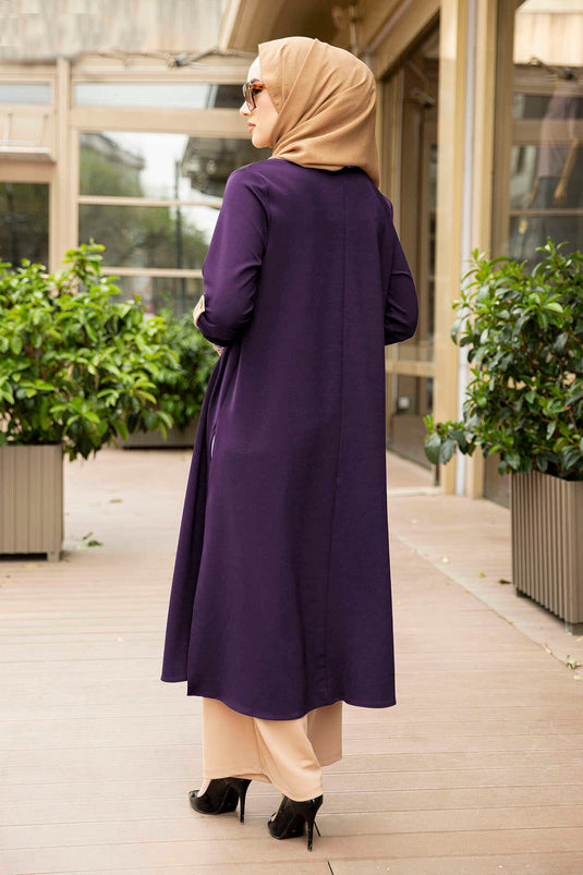 Magnolia 3 Piece Hijab Set 100MD-10399 Eggplant Purple