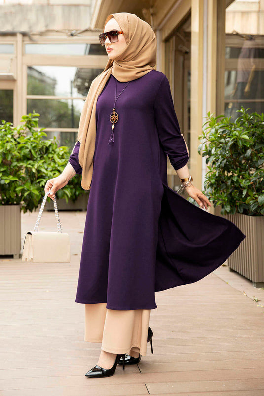 Magnolia Costume Hijab 3 Pièces 100MD-10399 Violet Aubergine