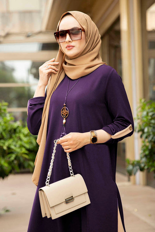 Magnolia Costume Hijab 3 Pièces 100MD-10399 Violet Aubergine