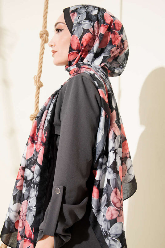 شال منوليا بنقشة، أسود
