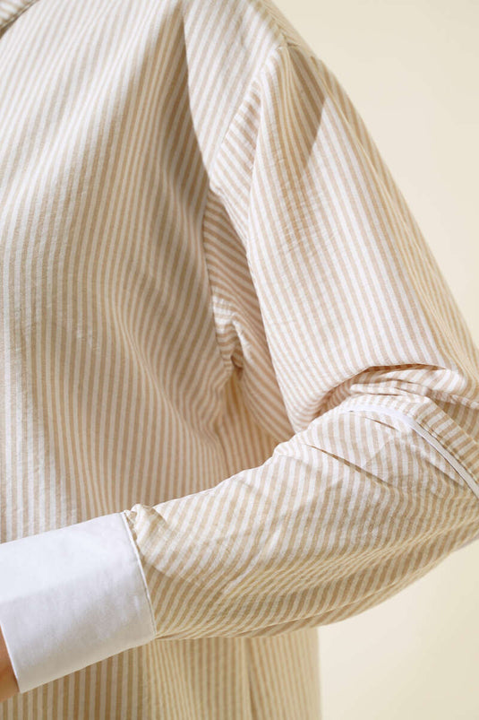 Detailed Striped Tunic Latte