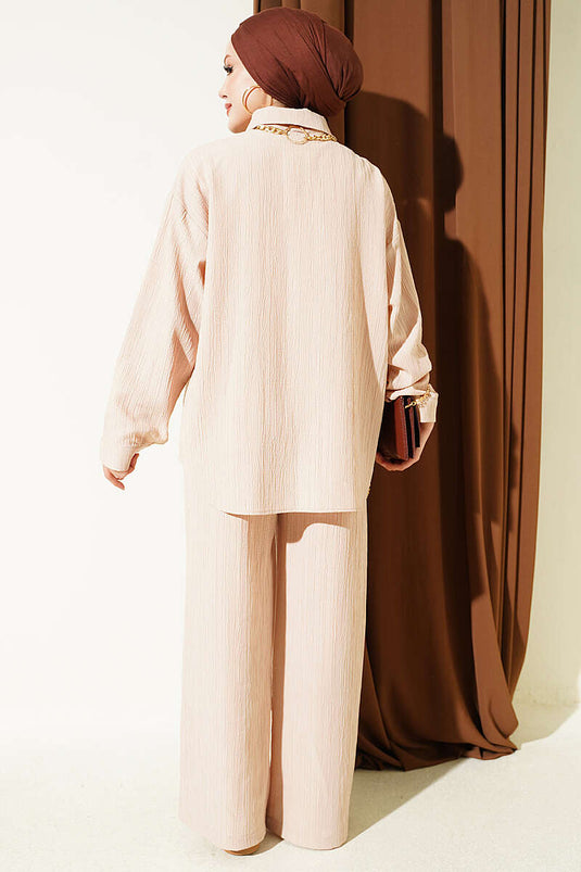 Ensemble De Deux Gilets Beige À Boutons