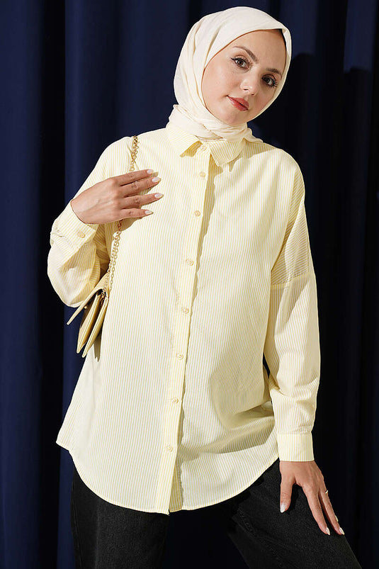 Chemise Rayée Jaune À Boutons