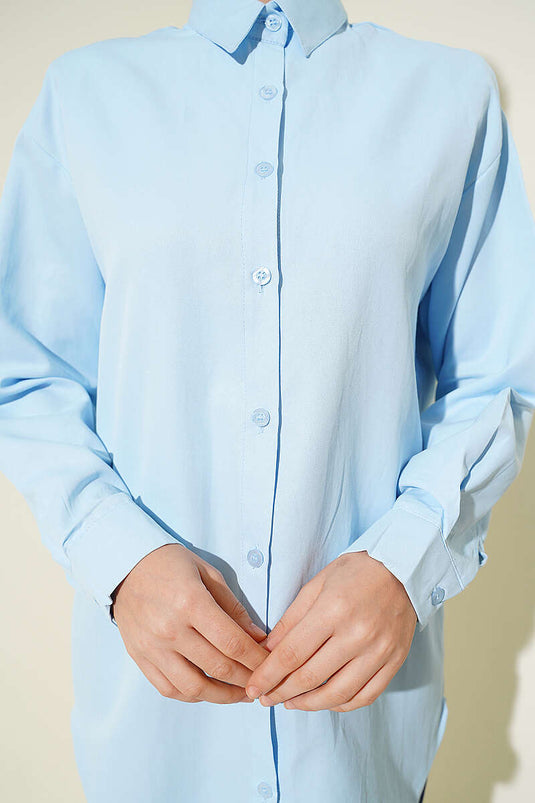 Hemd mit Manschettenknöpfen in Babyblau