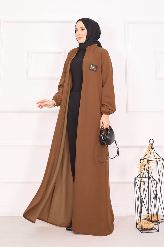 Abaya hijab à poignets élastiques et poches