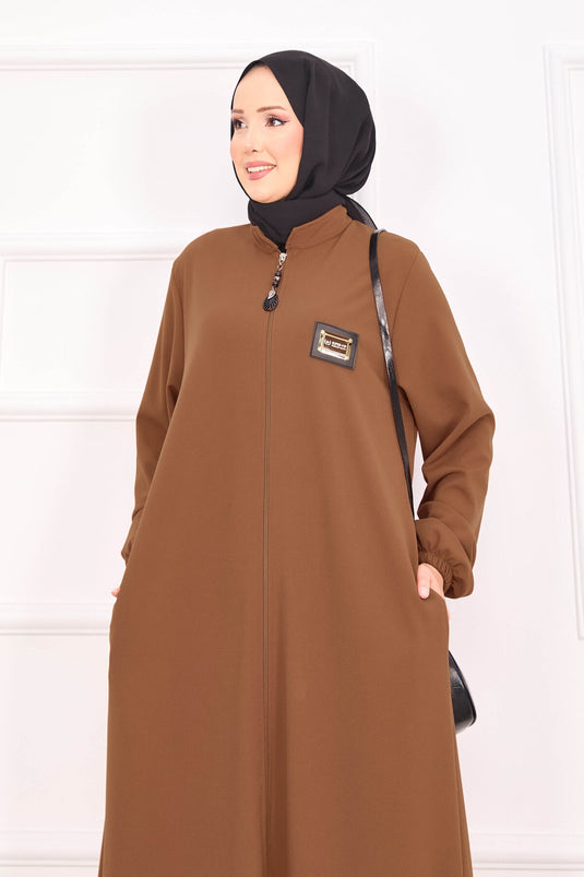 Abaya hijab à poignets élastiques et poches