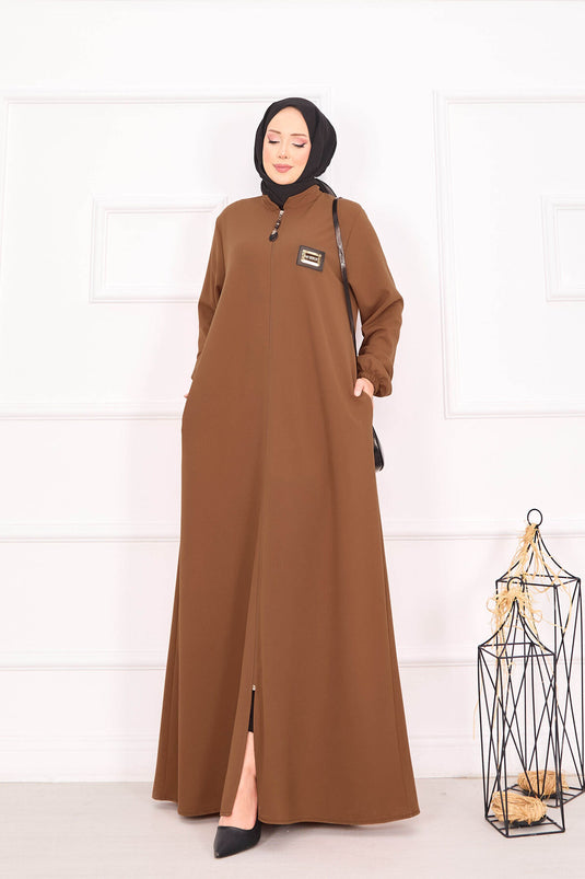 Abaya hijab à poignets élastiques et poches