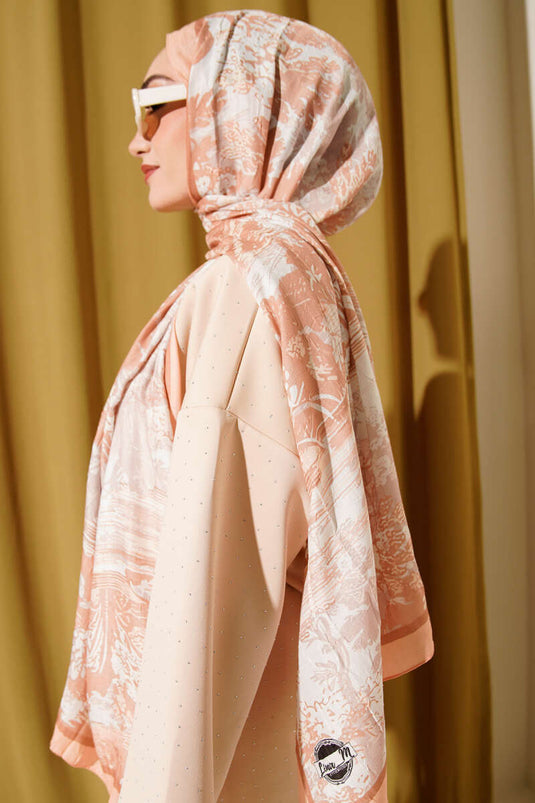 Manzara Desen Bambu Kraş Şal Latte