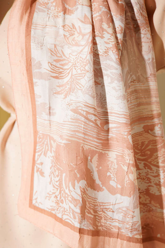 Manzara Desen Bambu Kraş Şal Latte