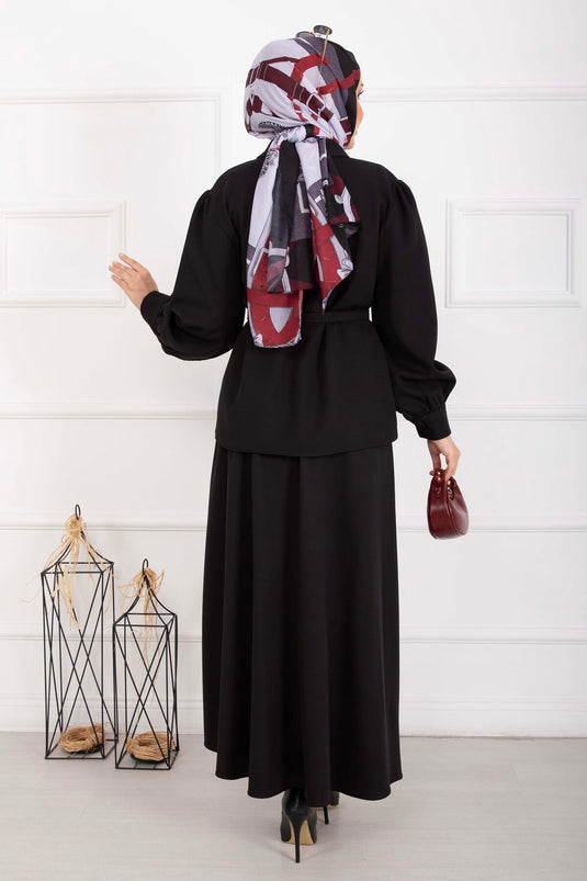 Marin Kemerli Etekli Takım Siyah