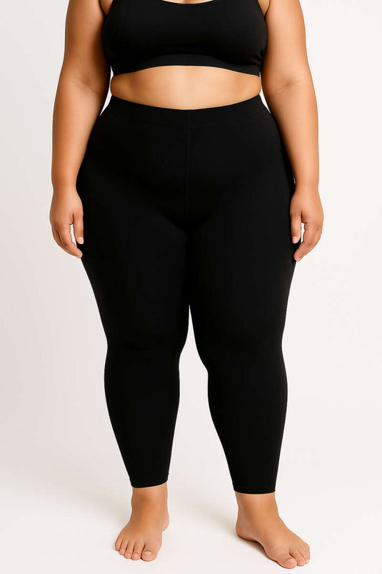 Matte Thermal Plus Size Leggings Black