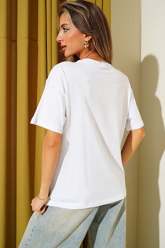 Matcha Baskılı T-shirt Beyaz