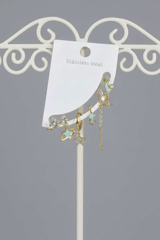 Ensemble combiné de 6 pièces avec détails bleus, or