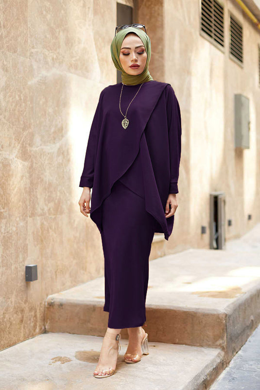 تنورة MDI مع سترة من قطعتين باللون الأرجواني