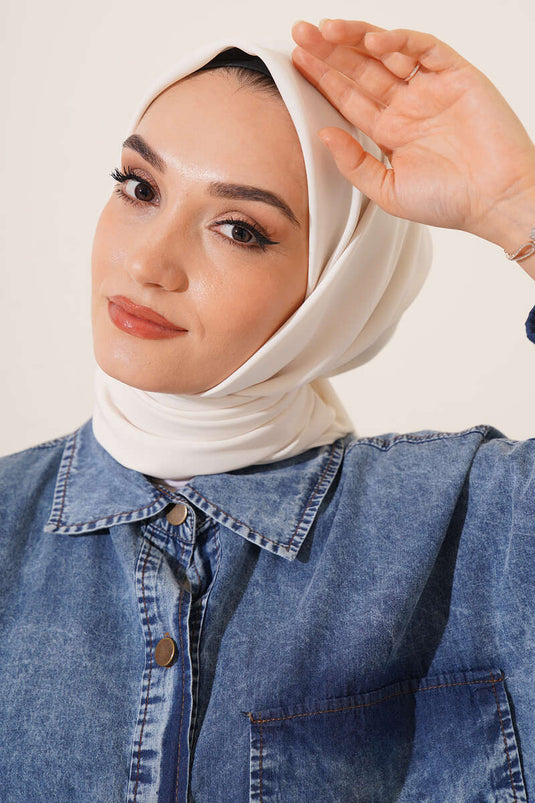 Medine İpeği Eşarp Ekru