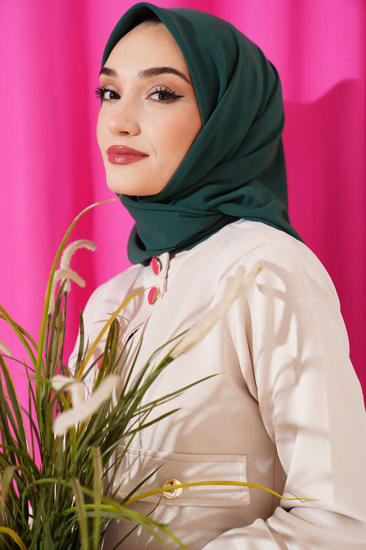 Medine İpeği Eşarp Koyu Yeşil