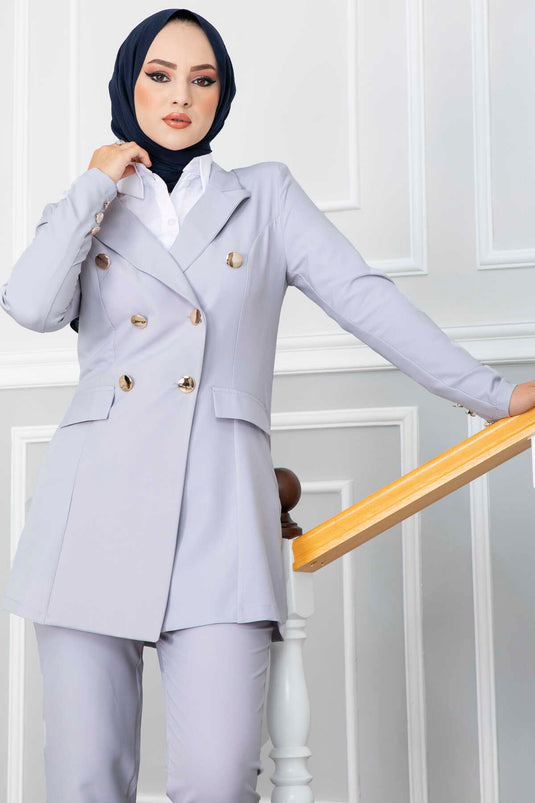 Ensemble de voiles avec col en mouchoir - Gris