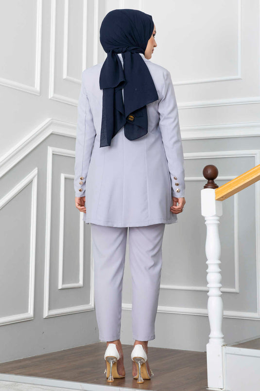 Ensemble de voiles avec col en mouchoir - Gris