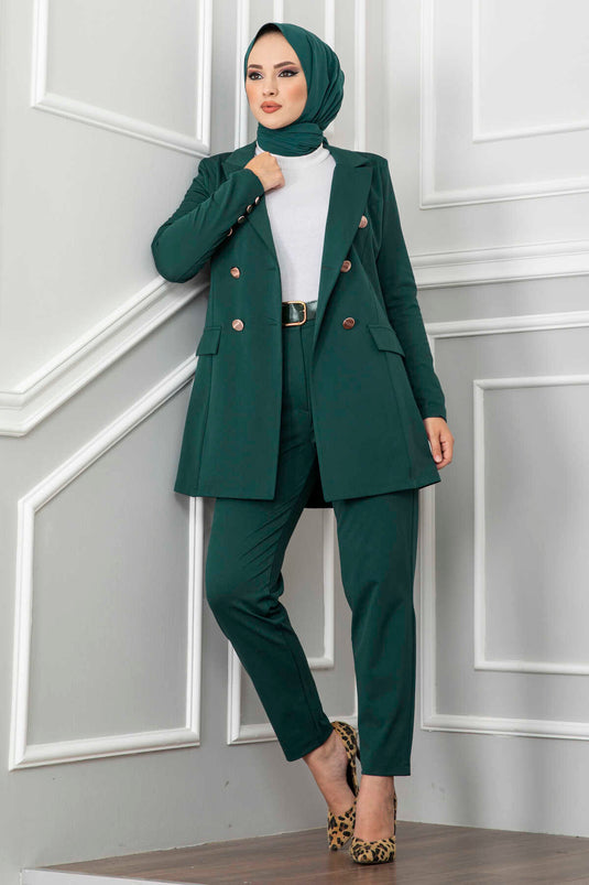 Ensemble de voiles à col en mouchoir, couleur pétrole