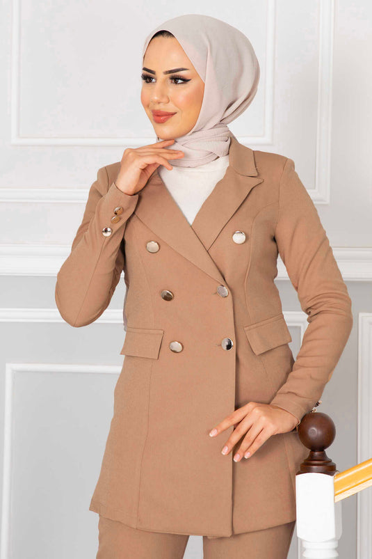 Ensemble hijab en vison avec col mouchoir