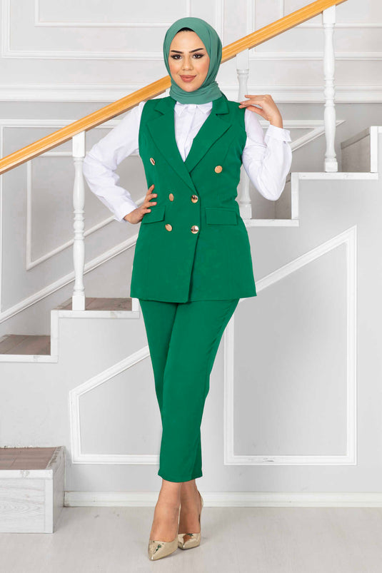 Completo gilet con dettaglio collo a fazzoletto Tesettür Benetton