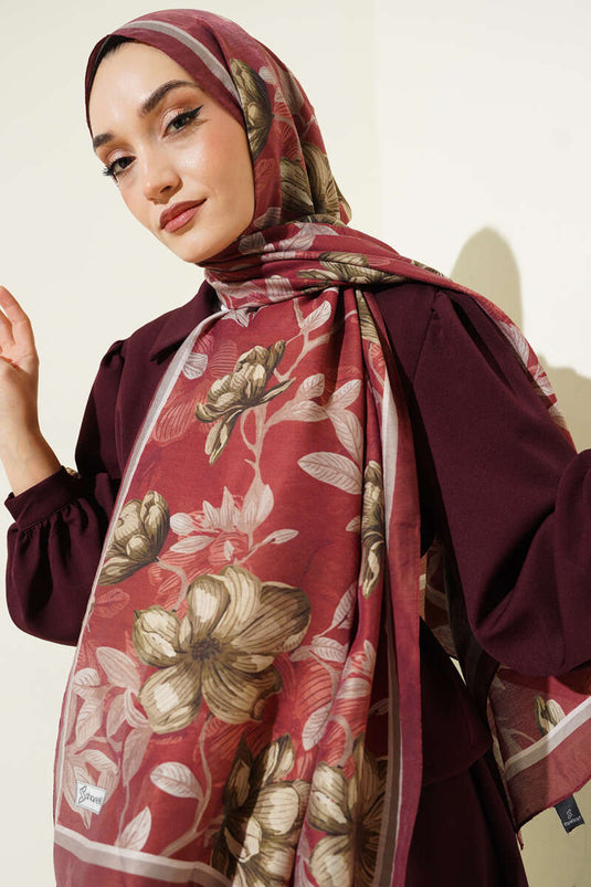 Menekşe Patroon Modal Sjaal Bordeaux