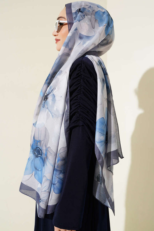 Violet Patterned Shawl, Slate Grey