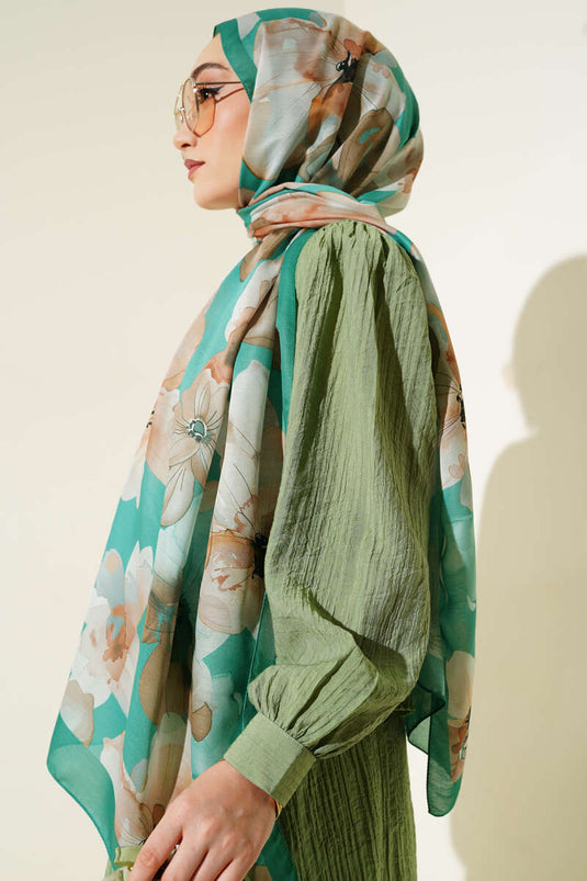 Menekşe Desen Şal Zümrüt