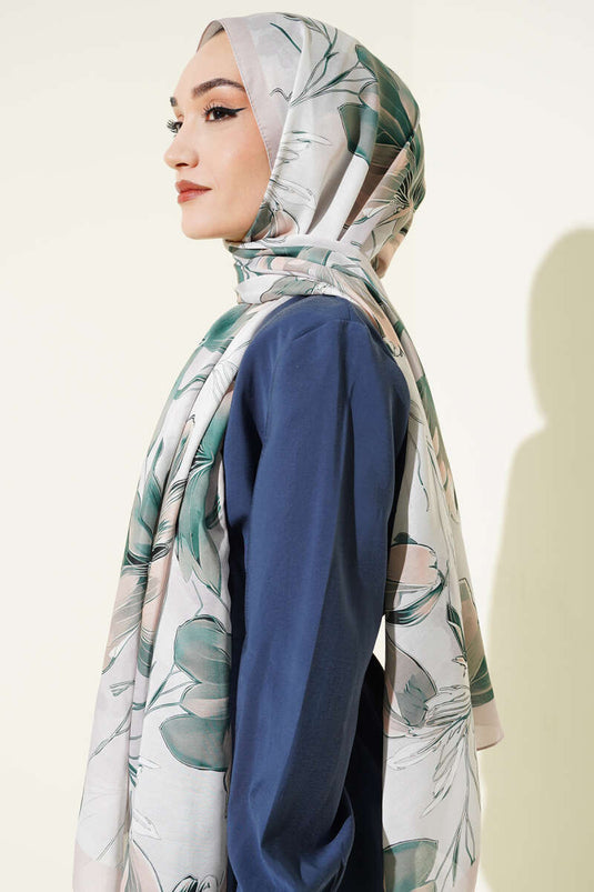 Menekşe Desen Şerit Geçişli Şal Taş