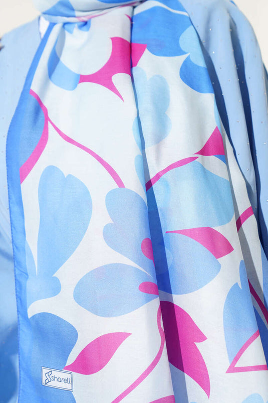 Violet Pattern Soft Scarf Indigo