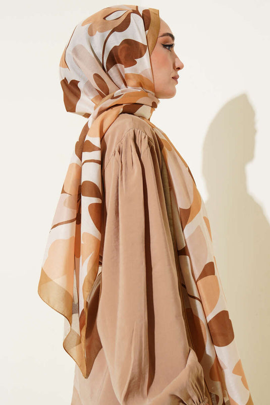 Violet Pattern Soft Shawl Latte