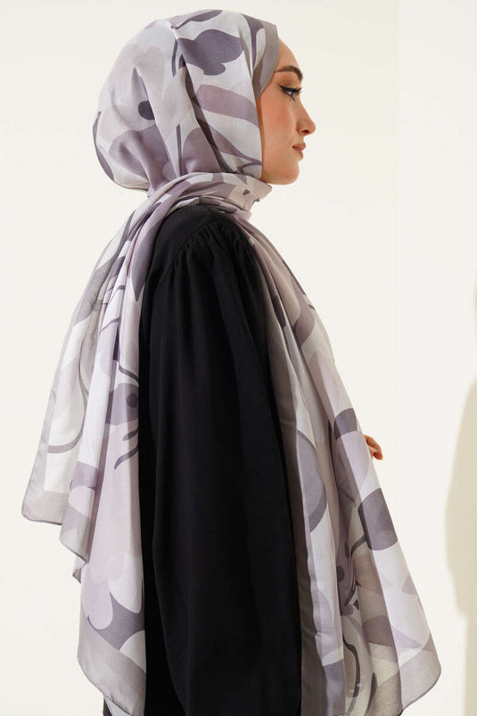 Zachte sjaal met violet patroon en steentjes