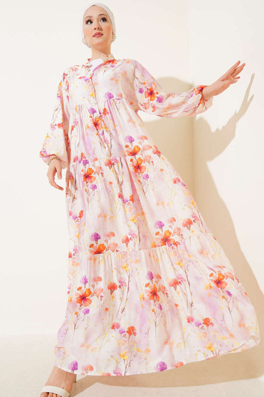 Abito con motivo marmorizzato viola lilla