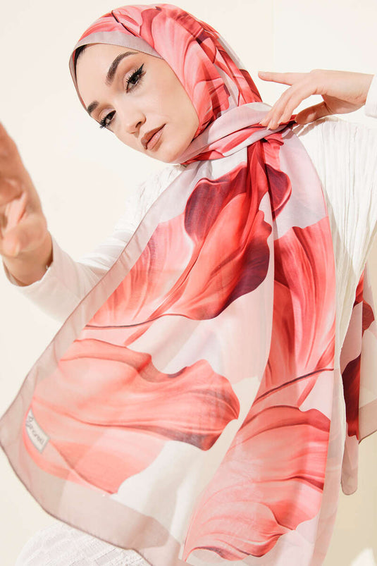 Coral Pattern Shawl Beige