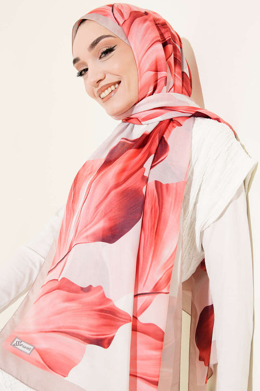 Coral Pattern Shawl Beige