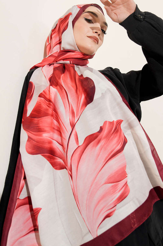 وشاح مرجان بنقشة لون خمري