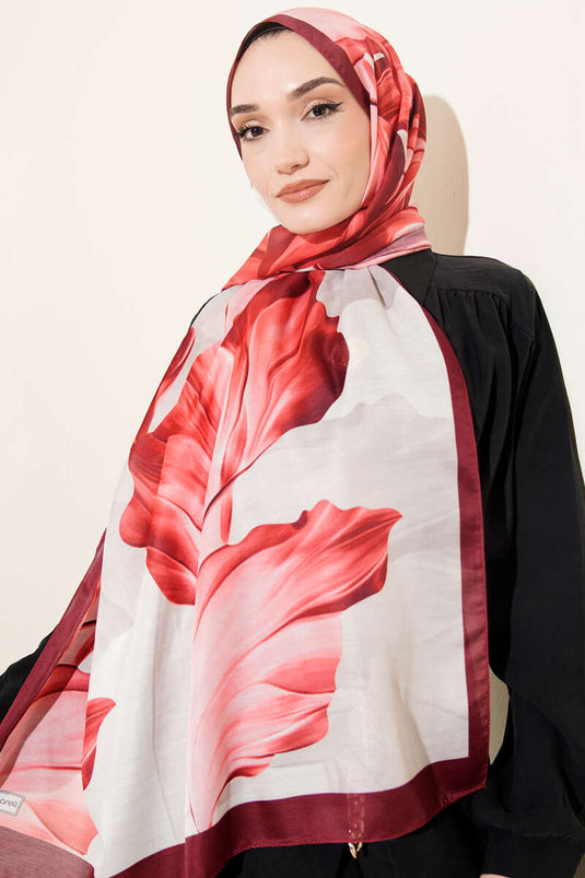 وشاح مرجان بنقشة لون خمري