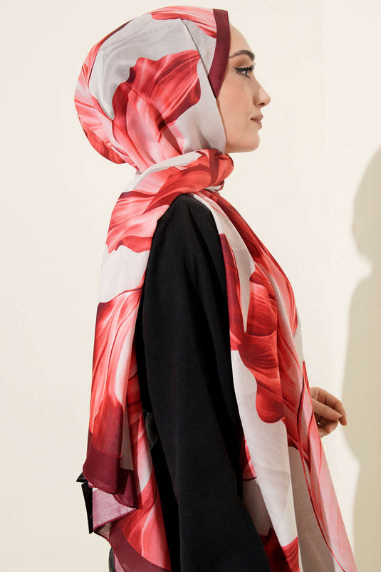 وشاح مرجان بنقشة لون خمري