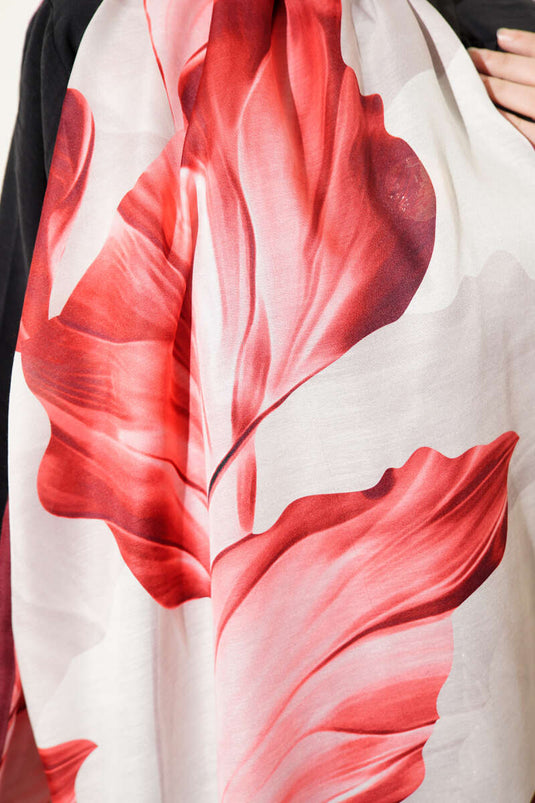 وشاح مرجان بنقشة لون خمري