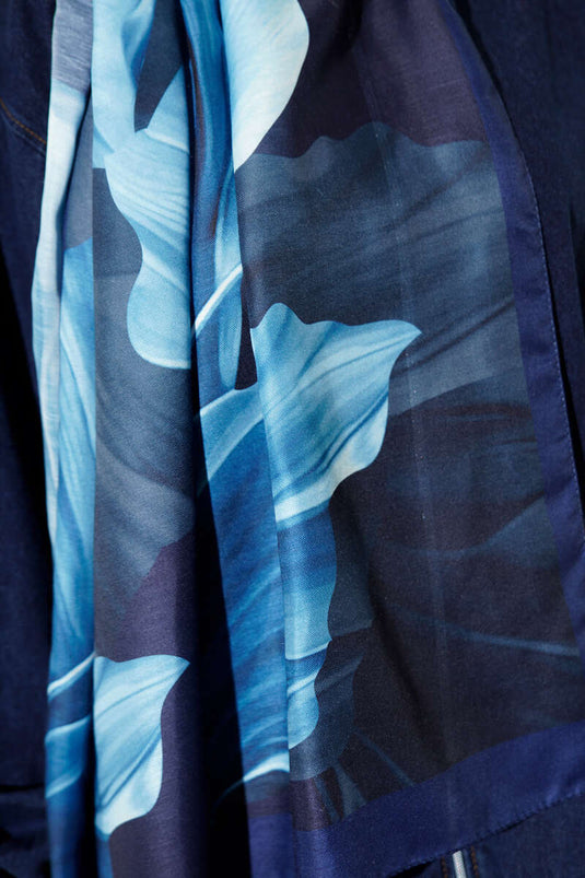 Coral Pattern Shawl Navy Blue