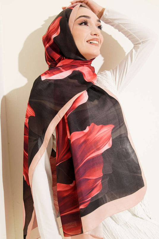 Coral Pattern Shawl Black Latte