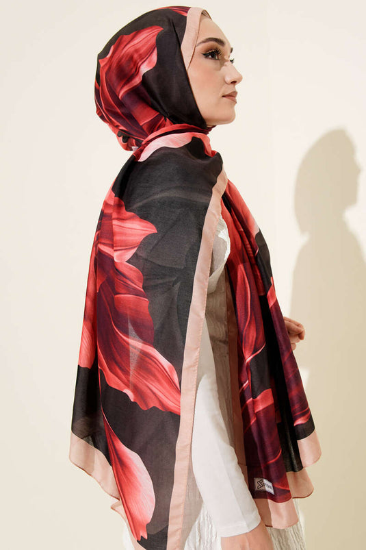 Coral Pattern Shawl Black Latte
