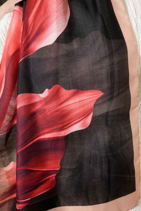 Coral Pattern Shawl Black Latte