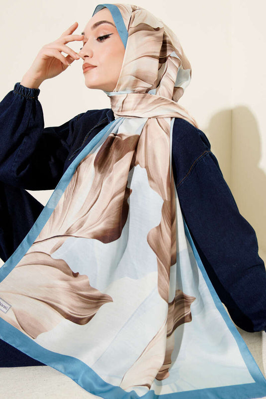 Coral Pattern Shawl Soft Blue