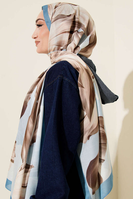 Coral Pattern Shawl Soft Blue