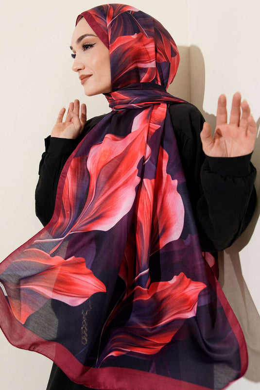 Coral Pattern Scarf Cherry