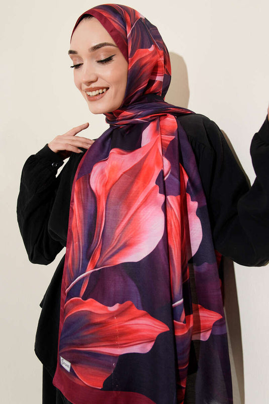 Coral Pattern Scarf Cherry